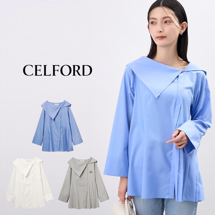 極美品 CELFORD セルフォード プリーツチュニック ブラウス 36即日発送 
