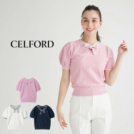 (30日24H限定ポイント10倍)CELFORD GOLF セルフォード ゴルフ ロゴポイントボウタイニットプルオーバー cwnt241036 レディース トップス ゴルフウェア 半袖 通気性 パフスリーブ ゴルフコーデ 2024春 セレクト雑貨ムー