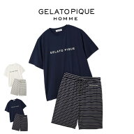 ジェラートピケ オム GELATO PIQUE HOMME レーヨンロゴTシャツ&ボーダーハーフパンツセット pmct261368 …