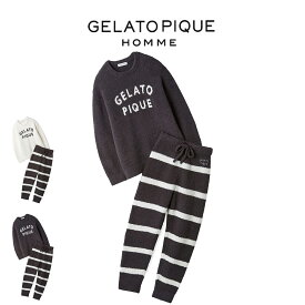 ジェラートピケ オム GELATO PIQUE HOMME パウダーロゴジャガードプルオーバー＆ロングパンツセット pmnt255052 メンズ 部屋着 ルームウェア 上下セット パジャマ 2025冬 プレゼントにおすすめ セレクト雑貨ムー