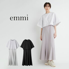 emmi atelier エミ アトリエ 裏毛TOPSアメスリワンピースSET 13wfo241060 レディース トップス 半袖 ロングワンピース セットアイテム レイヤード シンプル 大人カジュアル 春夏コーデ 2024春 セレクト雑貨ムー