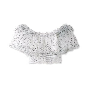 SALE40%OFF FURFUR ファーファー ドットチュールパフスリーブブラウス rwft242028 レディース トップス クロップド丈 ショート丈 オフショルダー 肌見せ 透け感 フェミニン 半袖 夏コーデ