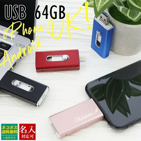 【名入れ無料】USBメモリ iPhone Android USB 64GB USBメモリー 名前入り 刻印 バックアップ 卒業式 入学式 入園式 卒業記念 御礼 送別品 送別会 就職祝い 退職祝い 進級祝い 進学祝い ウエディング 大量注文 写真 プチギフト おしゃれ