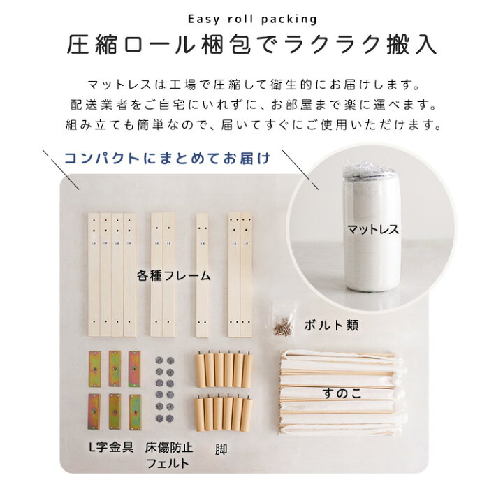 楽天市場】脚付きウレタンロールマットレス セミダブルサイズ 「脚付き 