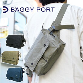 【ポイント10倍】BAGGYPORT (バギーポート）ロウビキパラフィン加工帆布 ヨコ型ウエストバッグ&ボディバッグ ACR-442 【斜め掛け】【撥水】【キャンバス】【シンプル】【小さめ】【横型】【送料無料】【代引き無料】【楽ギフ_包装】