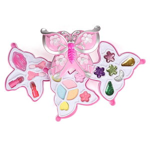 キッズコスメメイクセット子供用化粧品 女の子 誕生日プレゼント 小学生入学式 ギフト 水溶性 安全化粧品 回転胡蝶形状