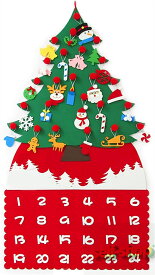 【スーパーSALE限定★】クリスマス アドベントカレンダー 24日間 壁掛け クリスマス 飾りクリスマスツリー タペストリー 飾り付け お菓子入れ バッグ あどべんとカレンダー カウントダウン christmas decoration 玄関 ドア デコレーション (レッド)