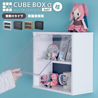壁掛け キューブボックスα ハーフ 改 背面ブラック 可動棚付きタイプ UVカット扉付き コレクションケー…