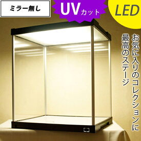 LED照明付き フィギュアケース J-STAGE UVカット （ミラー無し） コレクションケース LED ディスプレイケース 棚 アクリルケース ledライト コレクションラック ショーケース コレクション 棚 アクリル 人形ケース プラスチック