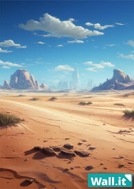 【Wall.it A4 フィギュアディスプレイケース専用背面デザインシート 縦向】 砂漠 荒野 晴天 昼間 西部劇 風景 青空 白い雲 推し活 収納