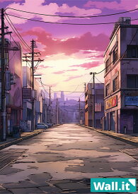 【Wall.it A4 フィギュアディスプレイケース専用背面デザインシート 縦向】 夕日 下町 商店街 風景 景色 街並み 夕方 ノスタルジー 昭和レトロ 秋 推し活 収納