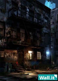 【10日★誰でも★5%OFFクーポン】 【Wall.it A4 フィギュアディスプレイケース専用背面デザインシート 縦向】 スラム街 路地裏 ダウンタウン 暗がり 廃墟 ビル マンション 貧民街 推し活 収納