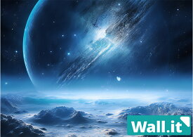 【Wall.it A4 フィギュアディスプレイケース専用背面デザインシート 横向】 地球 月面 クレーター 銀河 宇宙 SF 風景 惑星