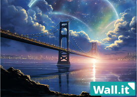 【Wall.it A4 フィギュアディスプレイケース専用背面デザインシート 横向】 レインボーブリッジ 星空 夜景 東京湾 アクアライン ライトアップ 照明 風景