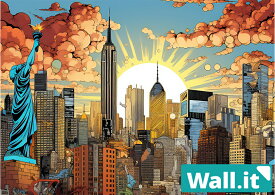 【10日★誰でも★5%OFFクーポン】 【Wall.it A4 フィギュアディスプレイケース専用背面デザインシート 横向】 アメコミ 摩天楼 ニューヨーク アメリカンコミック 風景 アメリカンヒーロー 推し活 収納