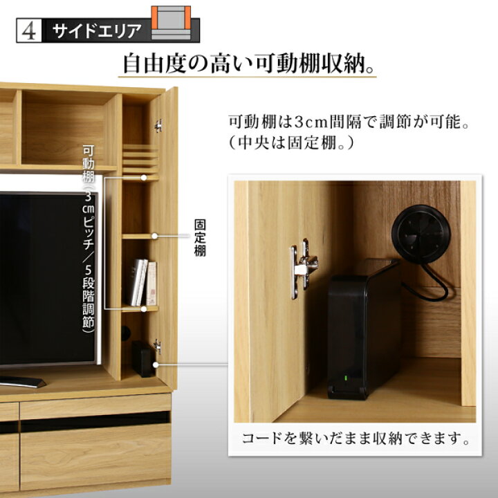 楽天市場】テレビ周りに収納力 55型対応 ハイタイプテレビ台 ハイ 