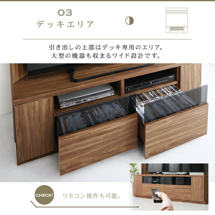 楽天市場】55型でもコーナーに ハイタイプテレビ台 コーナー コーナー 
