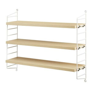 ストリングポケット シェルフ 棚 北欧 キッチン 木製 ラック アンティーク 収納 三段 シンプル スウェーデン アッシュ ホワイト 石膏ボードアンカー付き String Pocket 【送料無料】【P5倍】 【