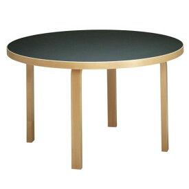 テーブル91 ブラックリノリウム φ125×72cm (Artek アルテック) デスク ダイニングテーブル オフィスデスク 北欧 おしゃれ シンプル ナチュラル 円形 丸型 4脚 木製 フィンランド 【送料無料】【代引不可商品】