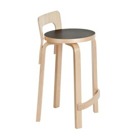 ハイチェアK65 ブラックリノリウム (artek アルテック Carry Away) 椅子 ダイニングチェア ダイニング ダイニング椅子 おしゃれ 在宅ワーク アンティーク 木製 家具 ホテル 【送料無料】【代引不可商品】