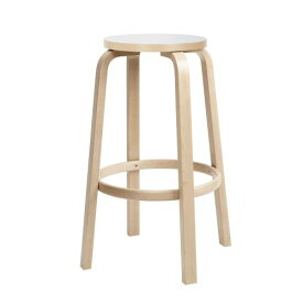 ハイスツール64 ホワイトラミネート H75cm (artek アルテック Carry Away) 椅子 丸いす 木製 丸型 北欧 チェア 丸椅子 腰掛け ウッドスツール おしゃれ シンプル 軽い 【送料無料】