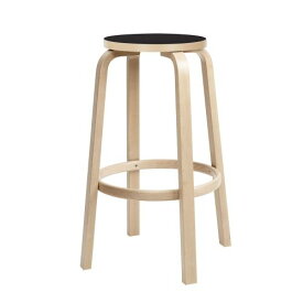 ハイスツール64 ブラックリノリウム H75cm (artek アルテック Carry Away) 椅子 丸いす 木製 丸型 北欧 チェア 丸椅子 腰掛け ウッドスツール おしゃれ シンプル 軽い 【送料無料】