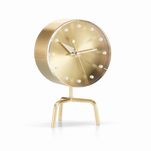 クラシカルでありながら未来的でもある 他にはない独創的なデザイン デスククロック 時計 おしゃれ 北欧 アンティーク 名作 再再販 インテリア 高級 卓上 リビング 小さい ガラス Clock ヴィトラ トライポッド ラウンド Vitra クロック エレガント 真鍮 Tripod ゴールド
