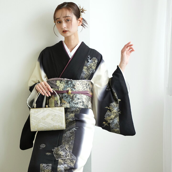 楽天市場】【レンタル】【訪問着 20点フルセット 正絹 絵羽 黒ぼかしに  