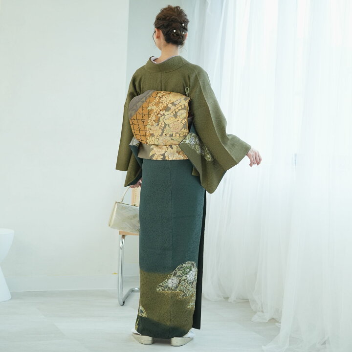 楽天市場】【レンタル】【訪問着 20点フルセット 抹茶と天鵞絨色に森ノ 