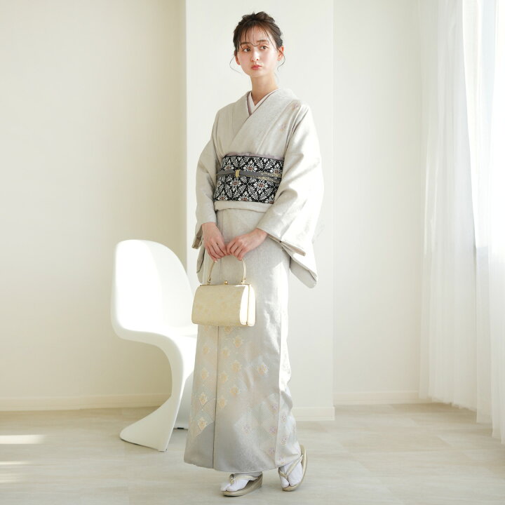 楽天市場】【レンタル 訪問着20点フルセット 白鼠地に松葉青海波】結婚 