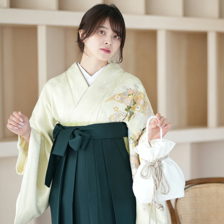 楽天市場】【レンタル】【袴 18点フルセット 若芽色に古典花柄】 訪問 