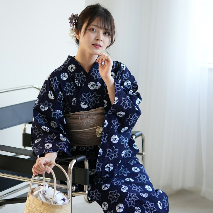 楽天市場】【utatane 有松絞り 浴衣3点セット 藍色の綺羅星 綿紅梅  