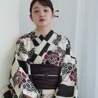 浴衣 3点セット 古典レトロ レディース フリーサイズ utatane 高級変わり織 浴衣・帯・下駄付き 国産生地…