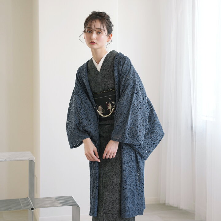 楽天市場】【5%OFF】【レース羽織 ニコアンティーク ブルーグレーの 
