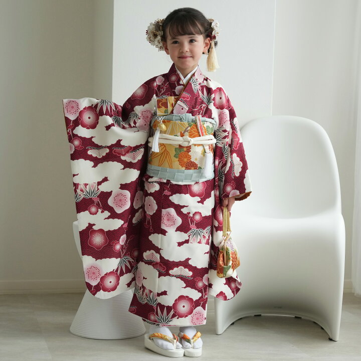 楽天市場】【ひよこ商店 七五三 着物 7歳 女の子 四つ身 元禄梅模様  