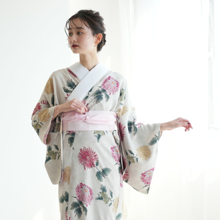 楽天市場】長襦袢 半襟付き 【utatane 長襦袢 単品 アイボリーに菊浪漫 