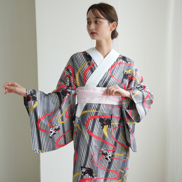楽天市場】【ニコアンティーク 洗える長襦袢 猫と流水】長襦袢 単品 