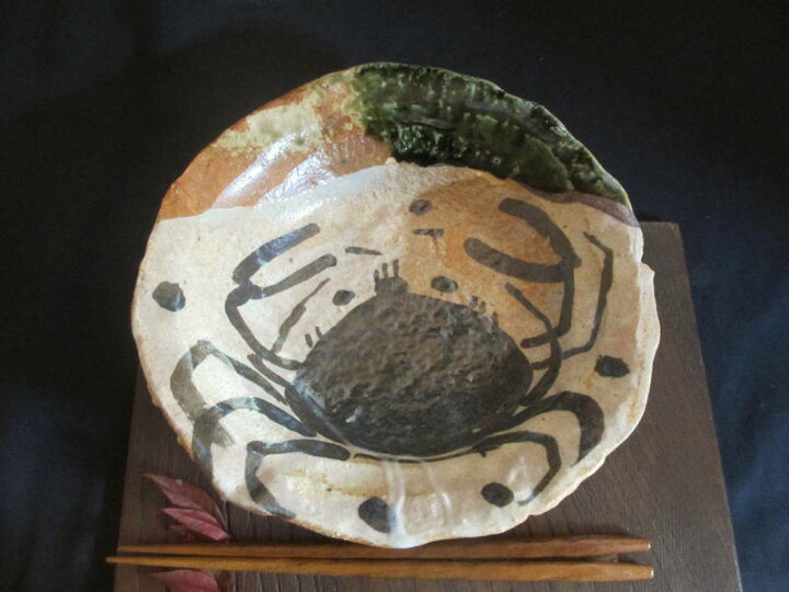 楽天市場】深鉢 □ 陶芸作家・佐藤和次作 織部 蟹文 七寸深鉢 ギフト 
