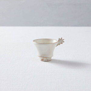 荒賀文成 耳杯 ぎざぎざ 茶器 中国茶 和食器 カップ コップ 小鉢 中鉢 ホワイト 白 クリーム 釉薬 京都 荒楽窯 李朝 焼き物 茶道具 お買い物マラソン プレゼント ギフト