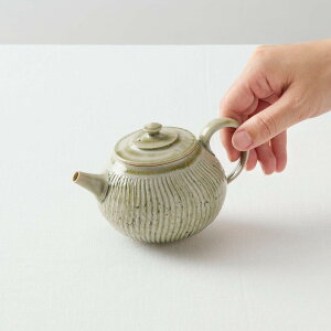 中村譲司 灰釉後手急須 急須 ポット 片口 茶海 玉露 上級煎茶 ベージュ アイボリー グレー グリーン 茶 緑 セラミック カトラリー クリーム 茶 灰 釉薬 陶器 陶芸家 作家 京都府 茶道具 お買い