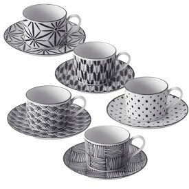 【送料無料：北海道・沖縄・離島は別途送料＋660円】 AWASAKA★（アワサカ) komon コーヒー碗皿 (麻の葉・矢絣・豆絞・青海波・市松)