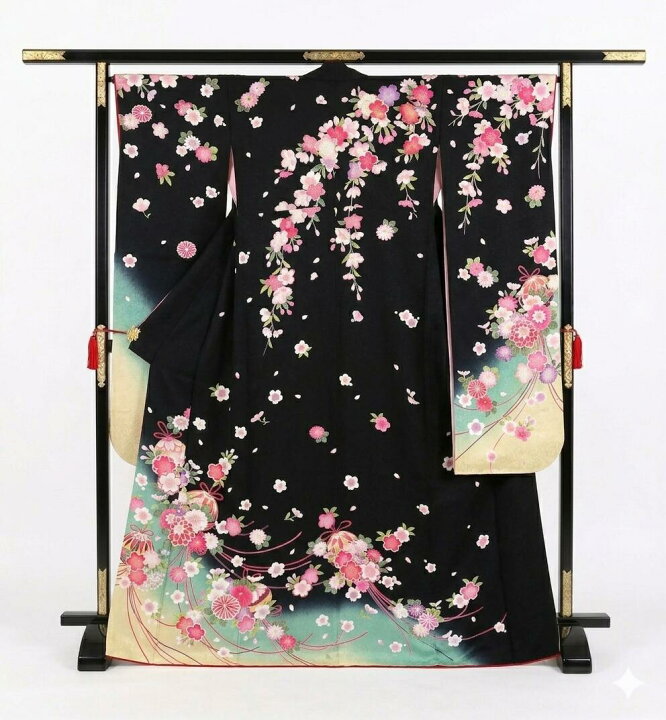 楽天市場】【美品】 振袖 袋帯 セット 黒色 正絹 貸衣装使用 リユース 