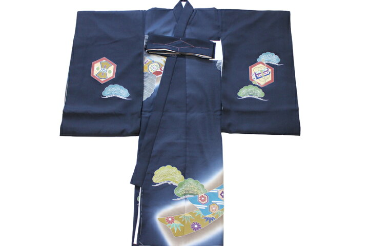 楽天市場】【販売品】男児お宮参り着-No.215 手描き友禅（地色：濃紺色 