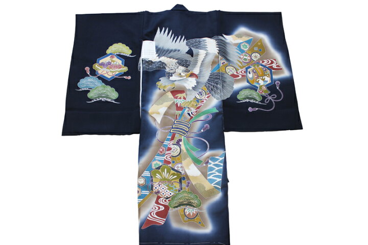 楽天市場】【販売品】男児お宮参り着-No.215 手描き友禅（地色：濃紺色 