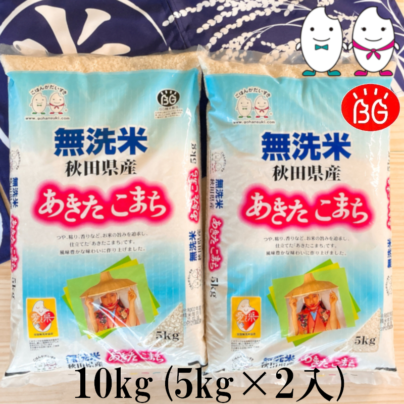 お米 BG無洗米 10kg(5kg×2） 秋田県産あきたこまち 令和5年産