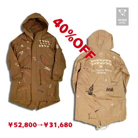 【40％OFF】 HOSU HAND EMBROIDERY MODS COAT ホス 手刺繍 モッズコート 2色4サイズ