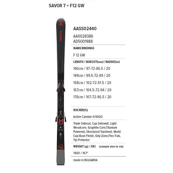注目ショップ ブランドのギフト 絶妙なデザイン アトミック スキー ビンディング2点セット送料サービス 20-21ATOMIC SAVOR 12 + F GWビンディング付き 7