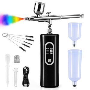 \ランキング入賞/エアブラシ 充電式 電池分離式 コンプレッサー セット エアーブラシ ダブルアクション 塗料 カップ 分離式 持ち運び 塗装 口径0.3mm プラモデル 模型 軽量 Type-C充電