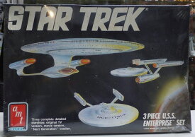 【箱にダメージ・未開封】スタートレック　1/2500スケール　USSエンタープライズ3点セット　Star Trek U.S.S. Enterprise Starship 3Piece　amt【中古】