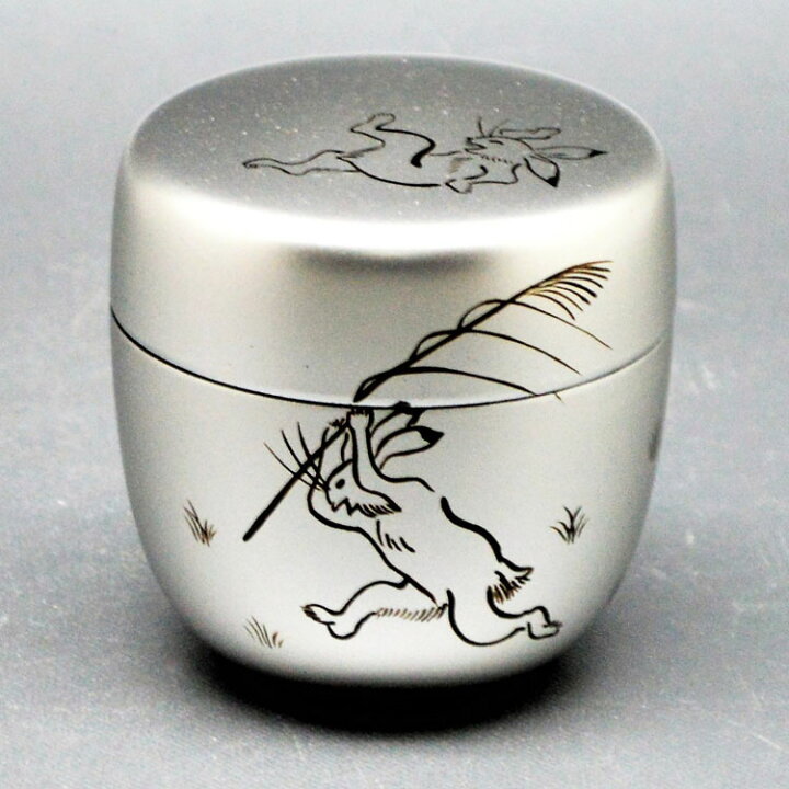 楽天市場】茶道具 棗（なつめ） 中棗 銀地 鳥獣戯画 樹脂製 : お茶 